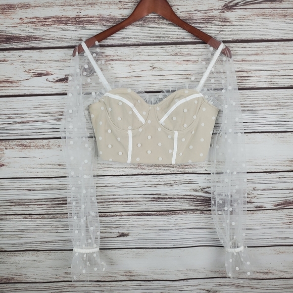 Runway the Label RNWY Womens Small "Chloe" Polkadot Corset Crop Top #196 - Picture 2 of 12